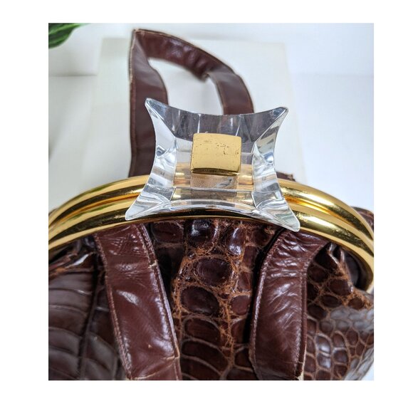 1930s 40s Rosenfeld alligator handbag with very unique bakelite clasp - Picture 4 of 11